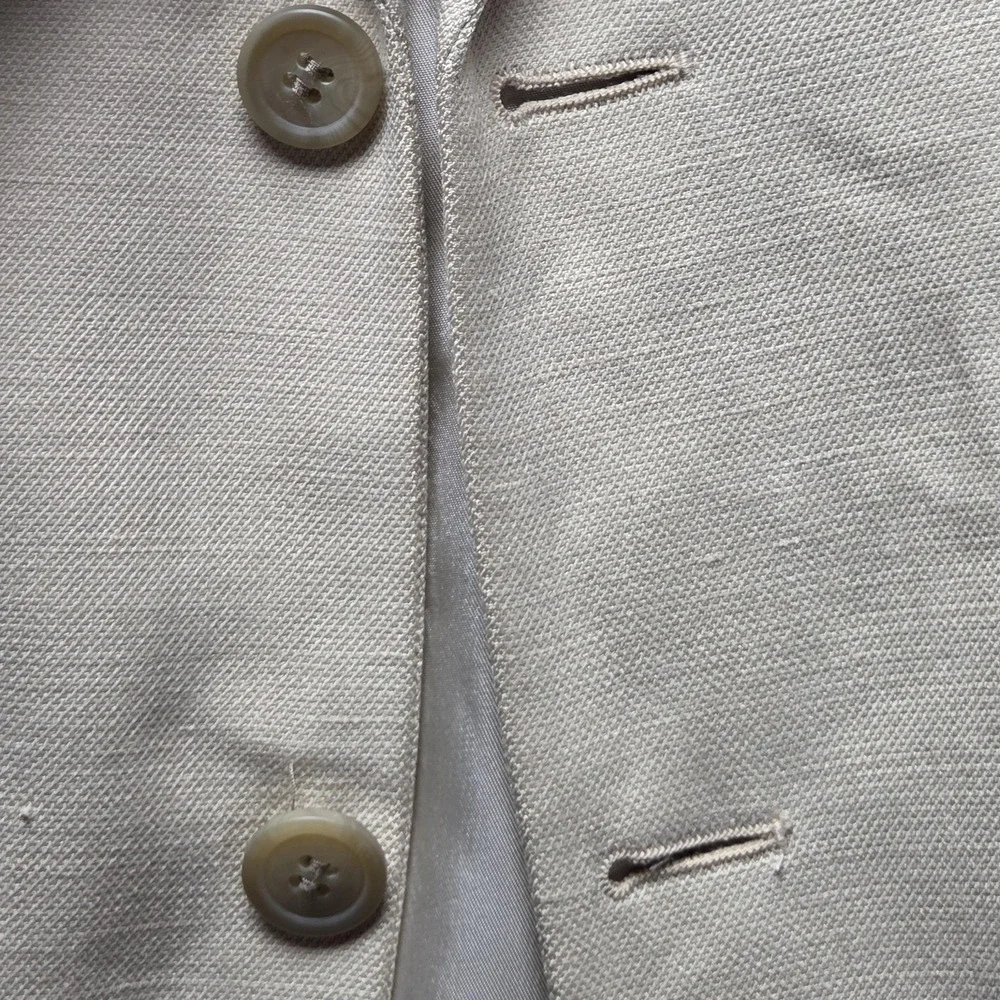 Grant Thomas Blazer Mens 38 Short Beige Silk Linen Summer Sport Coat Jacket